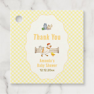 Yellow Gingham Farm Fresh Chicks Baby Shower Favour Tags