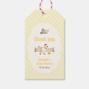 Yellow Gingham Farm Fresh Chicks Baby Shower Gift Tags