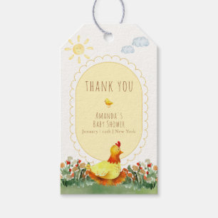 Yellow Gingham Farm Little Chicken Baby Shower Gift Tags