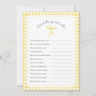 Yellow gingham Find the Guest Who shower game Invitation