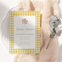 Yellow Gingham Floral Watercolor Bridal Shower