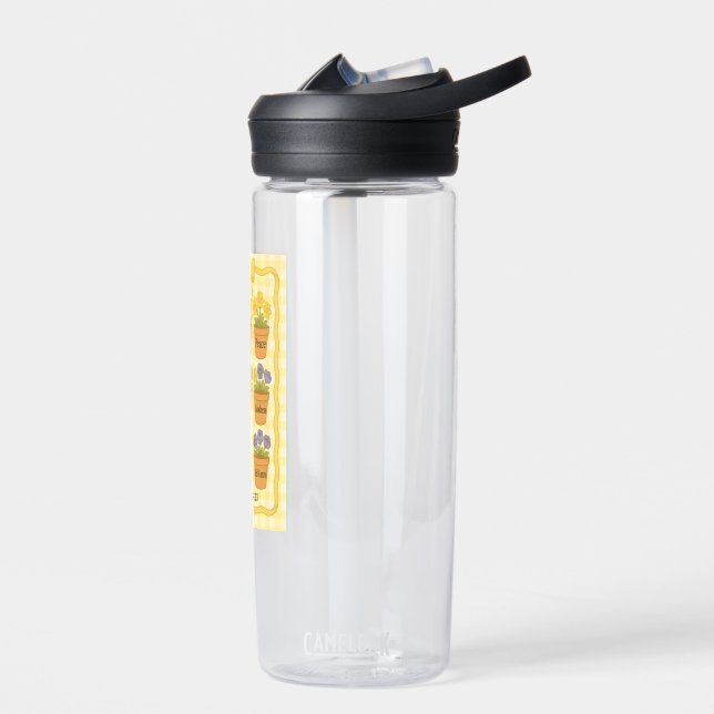 Yellow gingham flower pot water bottle (Left)