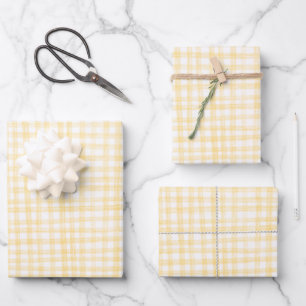Yellow Gingham Handmade Pattern Cute CUSTOM  Wrapping Paper Sheet