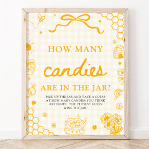 Yellow Gingham Honey Bee Guess How Many Candies Poster