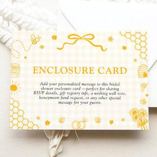 Yellow Gingham Honey Bee Honeycomb Bridal Shower Enclosure Card
