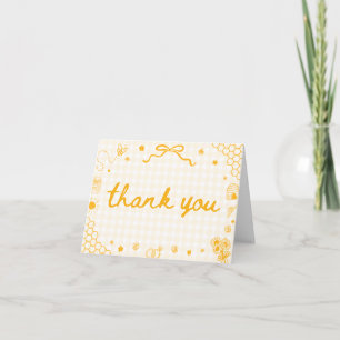 Yellow Gingham Honey Bee Honeycomb Bridal Shower Thank You Card
