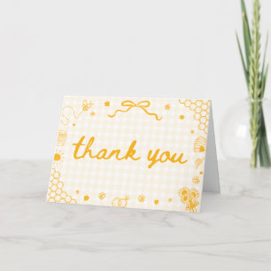 Yellow Gingham Honey Bee Honeycomb Bridal Shower Thank You Card