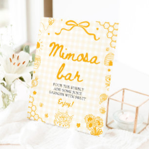 Yellow Gingham Honey Bee Mimosa Bar Sign