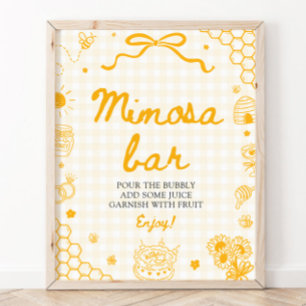 Yellow Gingham Honey Bee Mimosa Bar Sign
