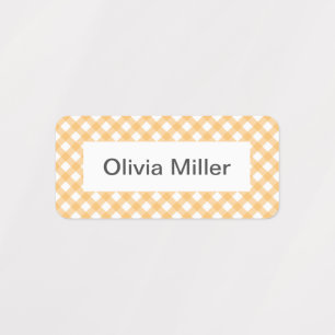Yellow gingham name labels for school camp daycare