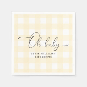 Yellow Gingham Oh Baby Paper Napkin