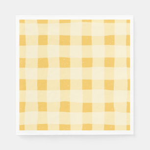 Yellow Gingham Paper Napkins