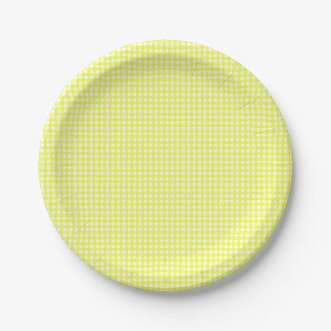 Yellow Gingham Paper Plates (Front)