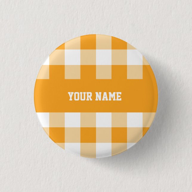Yellow Gingham Pattern 3 Cm Round Badge (Front)