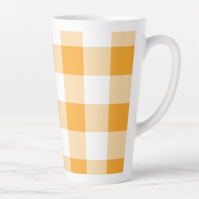 Yellow Gingham Pattern Latte Mug (Right)