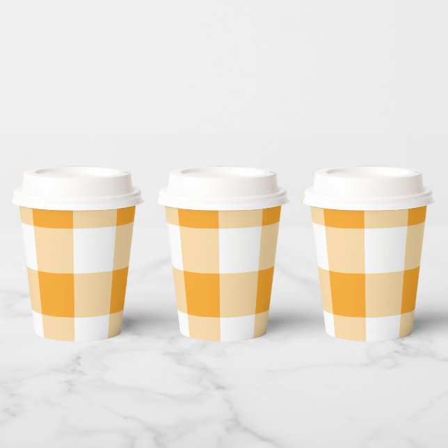 Yellow Gingham Pattern Paper Cups (Multi)