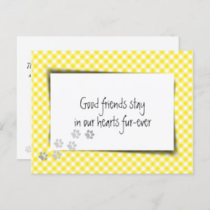 Yellow Gingham Pet Loss From Veterinarian Postcard