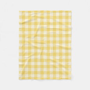 Yellow Gingham Plaid Fleece Blanket