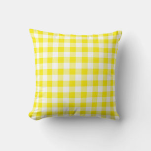 Yellow Gingham Reversible Throw Pillow