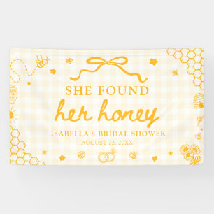 Yellow Gingham She Found Her Honey Bridal Shower Banner