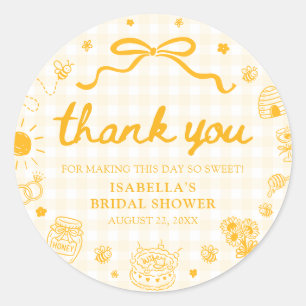 Yellow Gingham She Found Her Honey Bridal Shower Classic Round Sticker