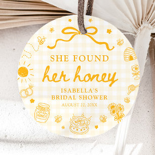 Yellow Gingham She Found Her Honey Bridal Shower Favour Tags