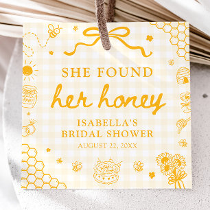 Yellow Gingham She Found Her Honey Bridal Shower Favour Tags