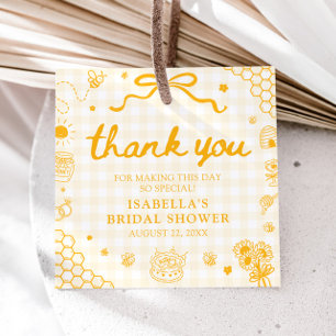 Yellow Gingham She Found Her Honey Bridal Shower Favour Tags