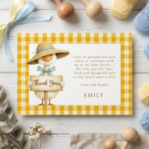 Yellow Gingham Silly Goose Baby Shower Thanks Card
