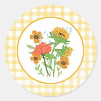 Yellow Gingham Sunflower Sticker