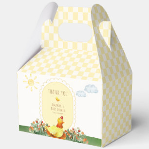 Yellow Gingham Whimsical Chicken Baby Shower Favour Box
