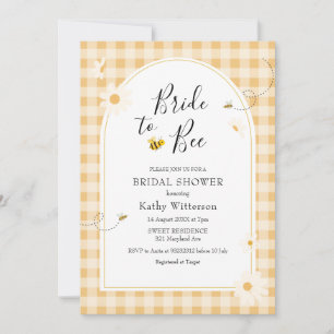 Yellow Gingham Wildflower Bride to Bee Bridal Invitation