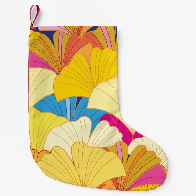 Yellow gingko leaves, seamless pattern. small christmas stocking (Front)