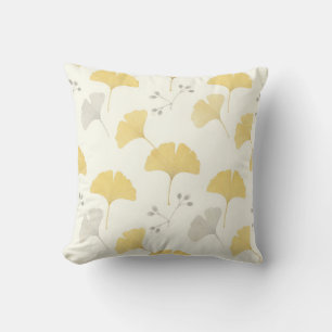 Yellow Ginkgo Fan Leaves Repeat Cushion