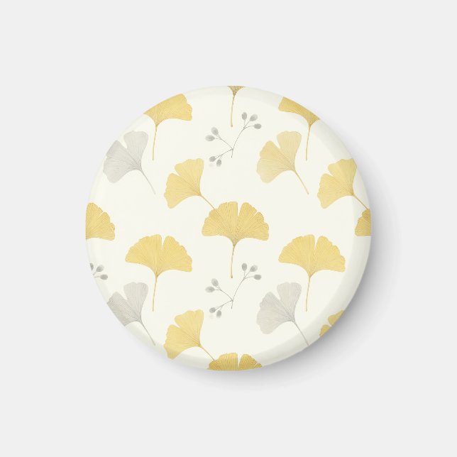 Yellow Ginkgo Fan Leaves Repeat Magnet (Front)