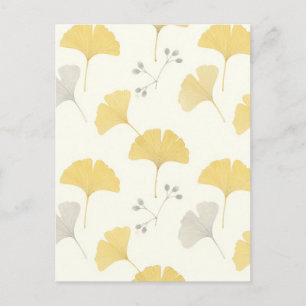 Yellow Ginkgo Fan Leaves Repeat Postcard