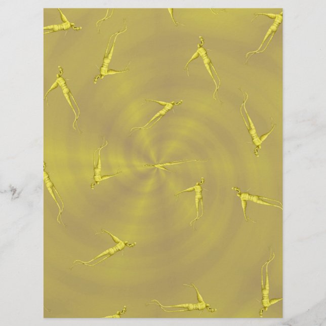 Yellow Ginseng Man Bulk Scrapbook Paper Pages (Front)