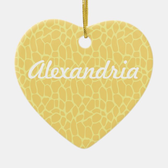 Yellow Giraffe Print Ceramic Tree Decoration (Front)