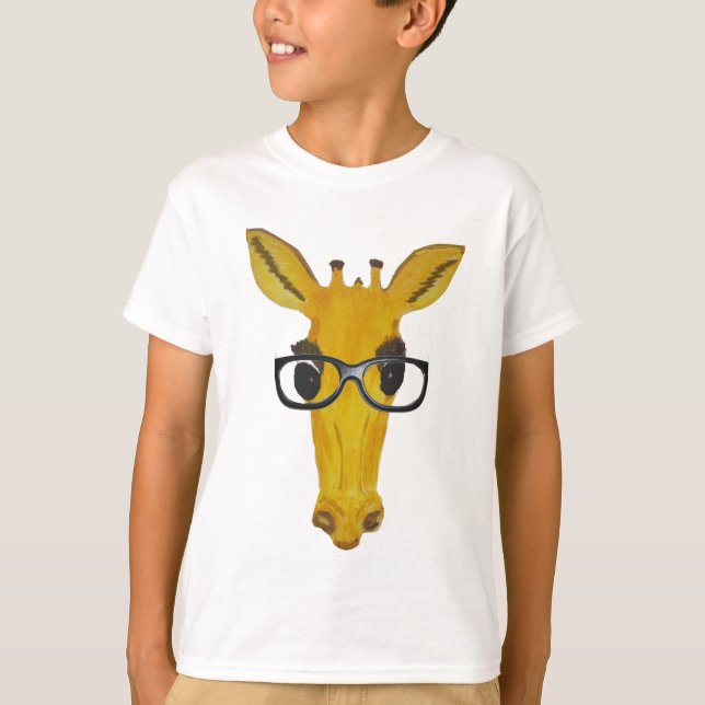 Yellow Giraffe with Glasses T-Shirt (Front)