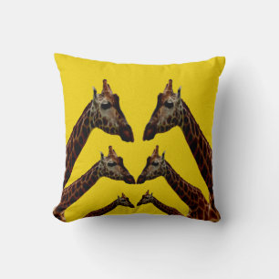 Yellow Giraffes Throw Cushion, Cushion