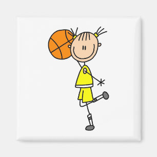 Yellow Girl Basketball Player T-shirts and Gifts Magnet