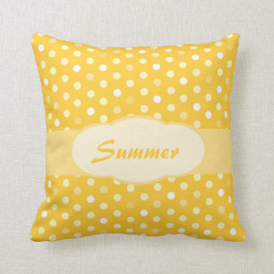 Yellow girls name polka dot pillow