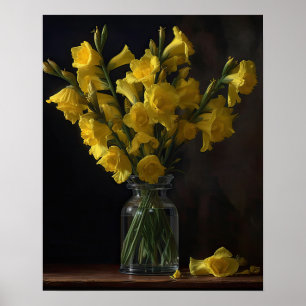 Yellow Gladiolus Flowers Art Print Poster