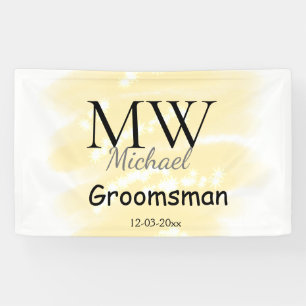 Yellow glitter add your name groomsmen gift throw banner