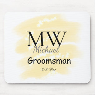 Yellow glitter add your name groomsmen gift throw mouse pad