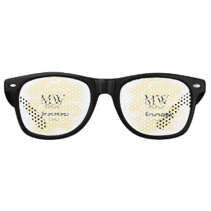 Yellow glitter add your name groomsmen gift throw retro sunglasses