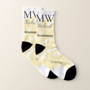Yellow glitter add your name groomsmen gift throw  socks
