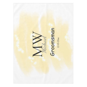 Yellow glitter add your name groomsmen gift throw tablecloth