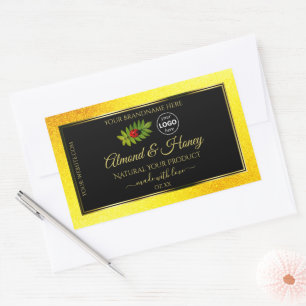 Yellow Glitter Black Product Labels Ladybug Logo