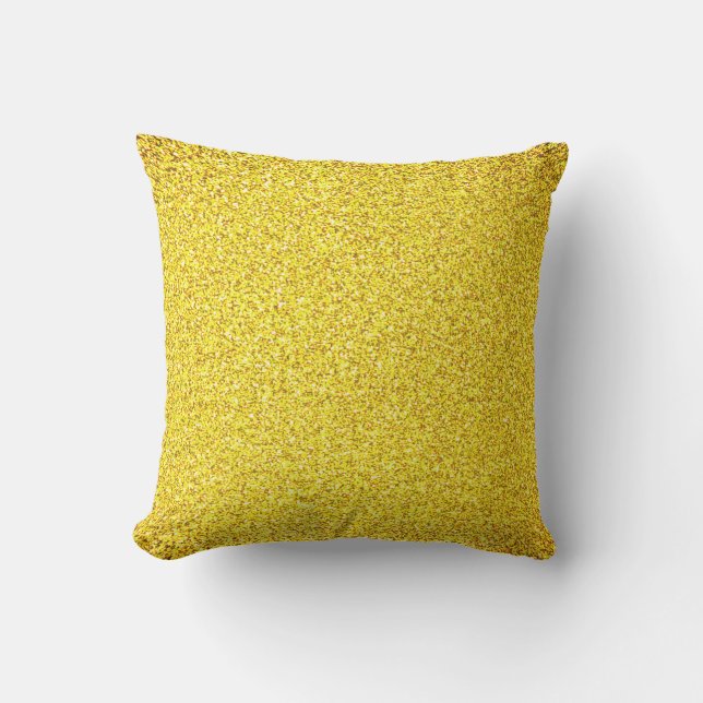 Yellow Glitter Gold Sparkle Patterns Cute Modern Cushion (Front)